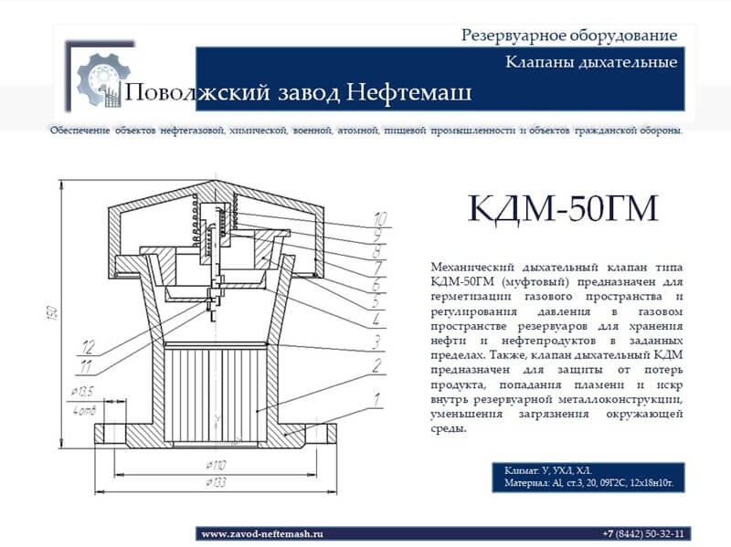 КДМ-50ГМ-клапан-дыхательный-УХЛ1-У1